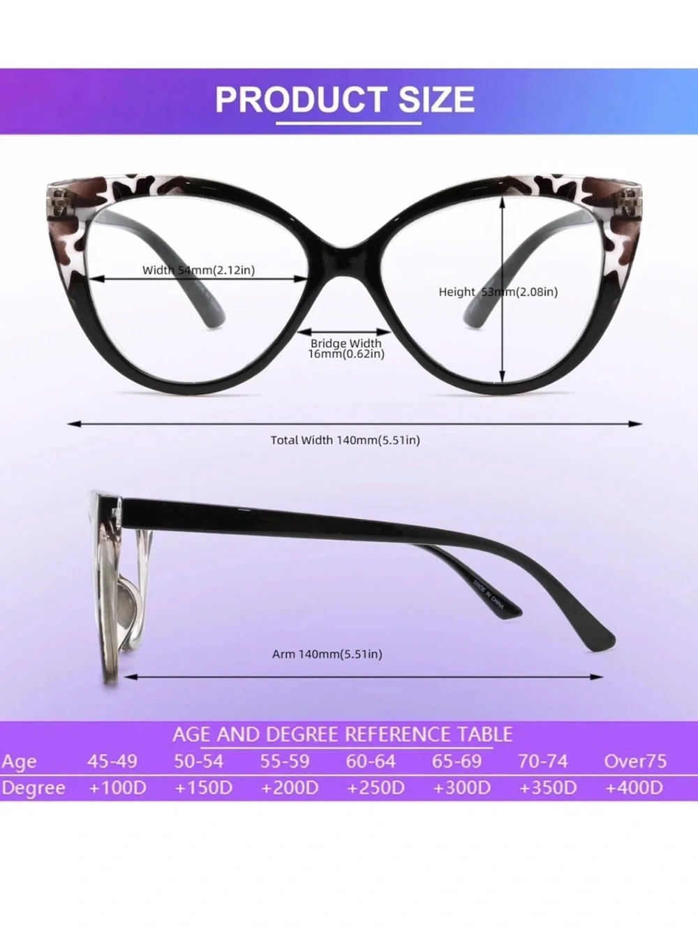 eyeezi 4PC Cat Eye Reading Glasses for WomenBlue Light Flexible Spring Hin +2.5